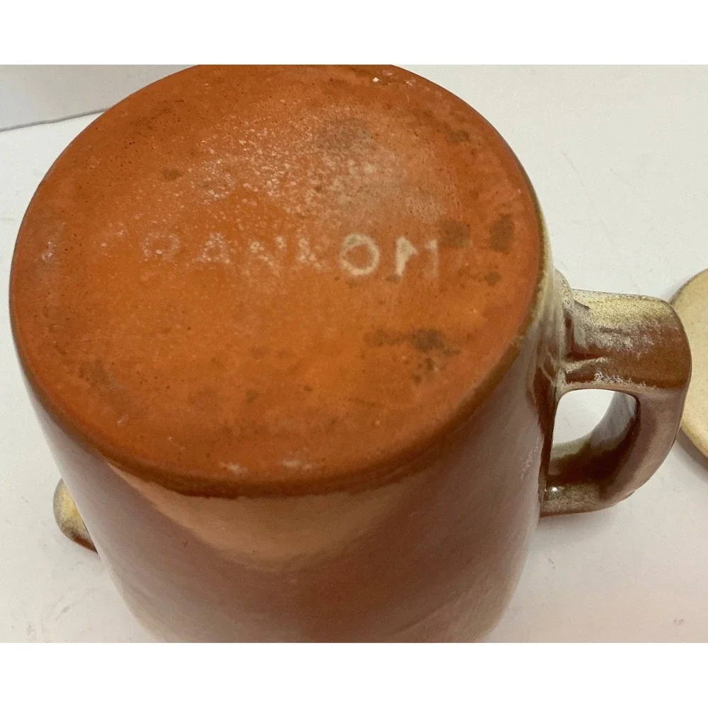 Frankoma Vintage Teapot Two Tone Brown Cream Glaze Mid Century Pottery Lid